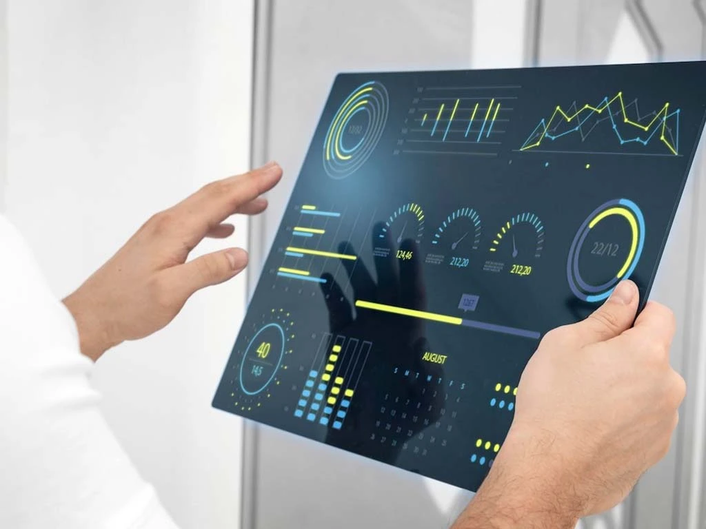 Modern restaurant interior with happy customers dining